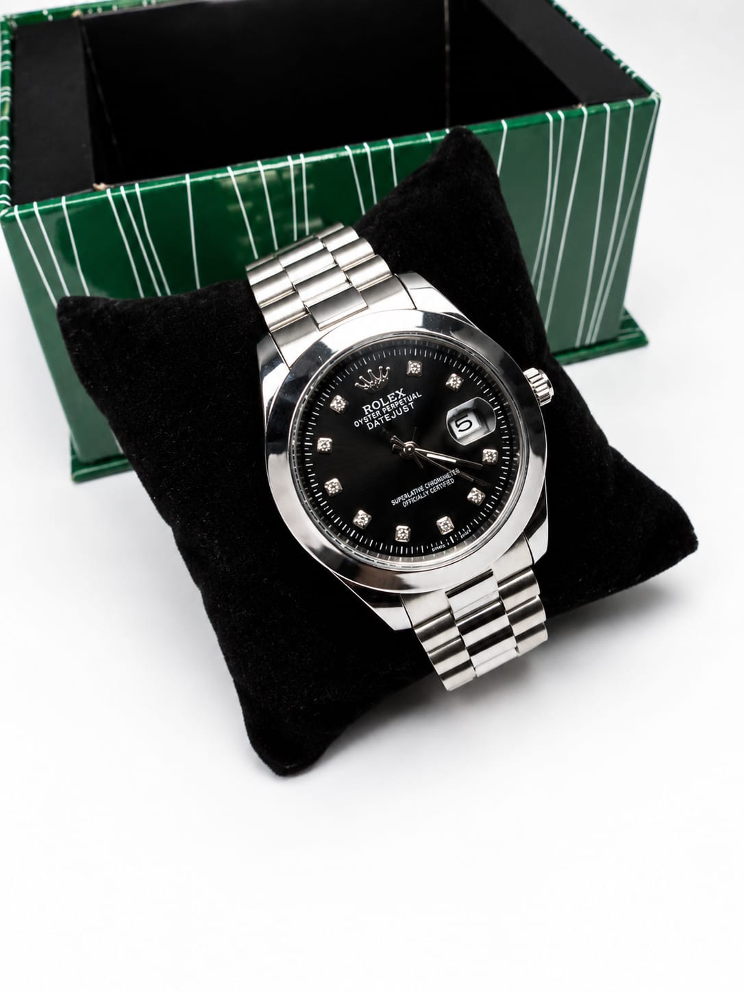 Rolex Datejust Black Dial Silver Watch ⌚