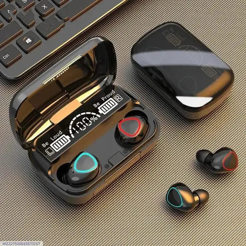 Black Long-Lasting Battery With Fast ChargeM 10 Earbuds