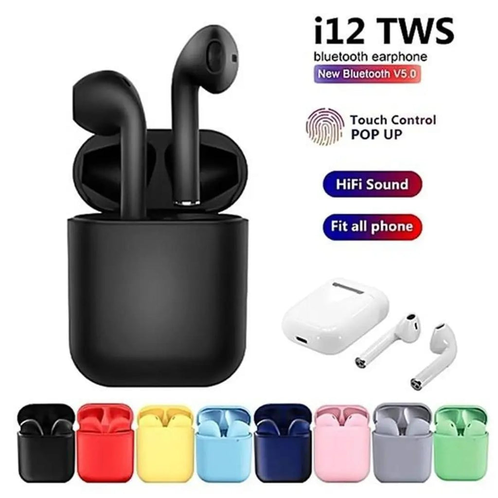 i12 TWS Wireless Earbuds | Bluetooth Earphones with Charging Case | Touch Control | HD Stereo Sound