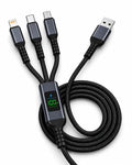 100W Fast Charging Cable Black Nylon 3-in-1