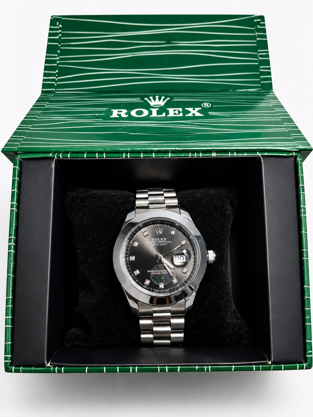 Rolex Datejust Black Dial Silver Watch ⌚