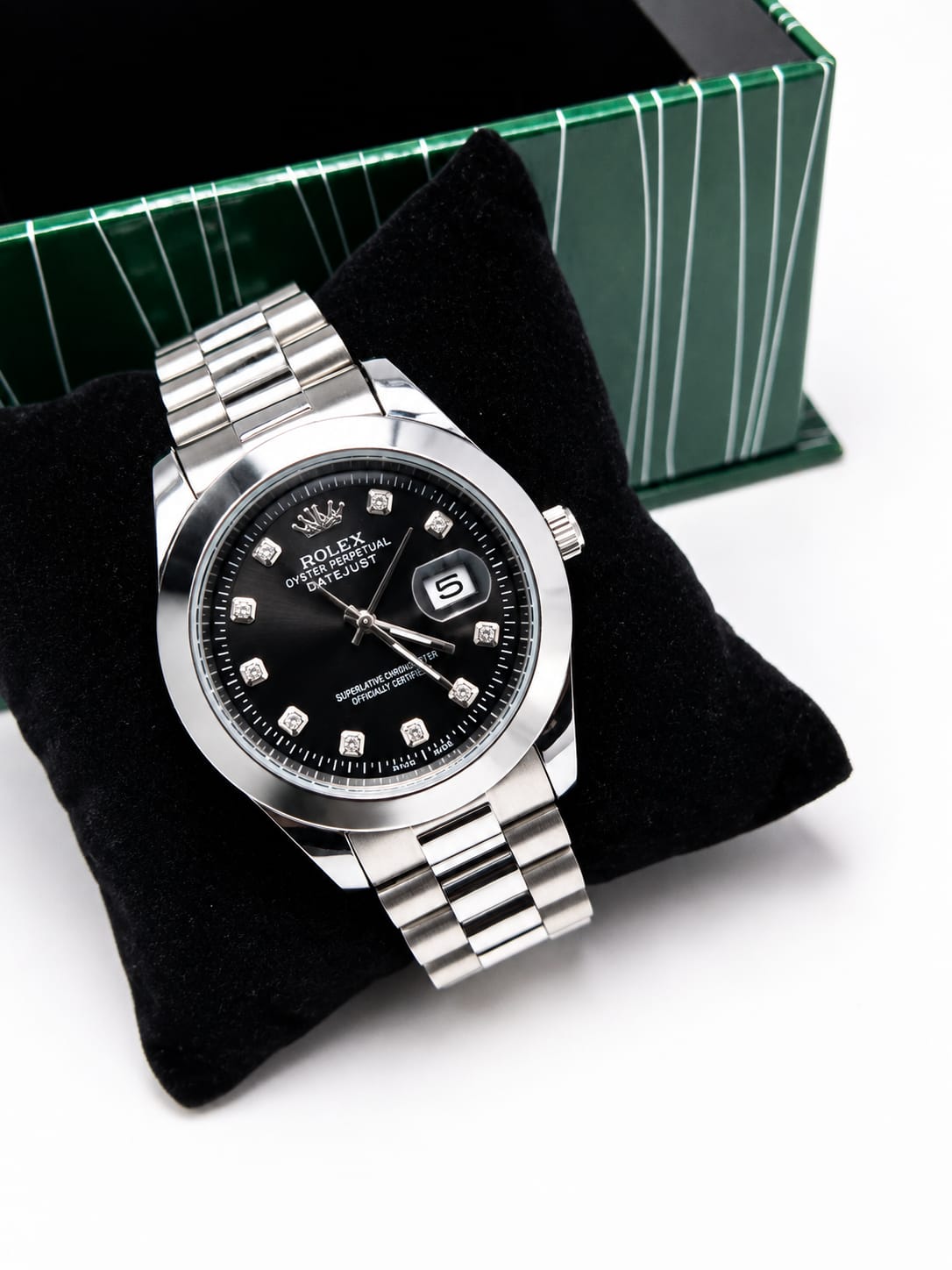 Rolex Datejust Black Dial Silver Watch ⌚